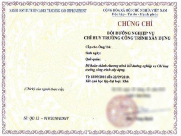Chất lượng chứng chỉ chỉ huy trưởng hạng 1,2,3 giống thật 100%