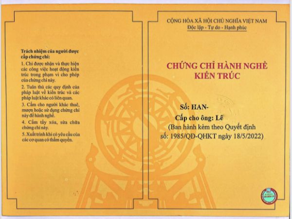 Bảng giá dịch vụ làm chứng chỉ hành nghề Kiến Trúc Sư lấy ngay tại Làm Bằng 247
