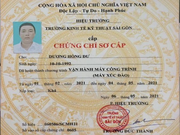 Làm chứng chỉ máy xúc lấy ngay tại Làm Bằng 247