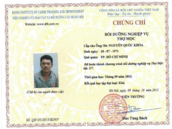 Làm chứng chỉ nghề mộc lấy ngay tại Làm Bằng 247 trên toàn quốc