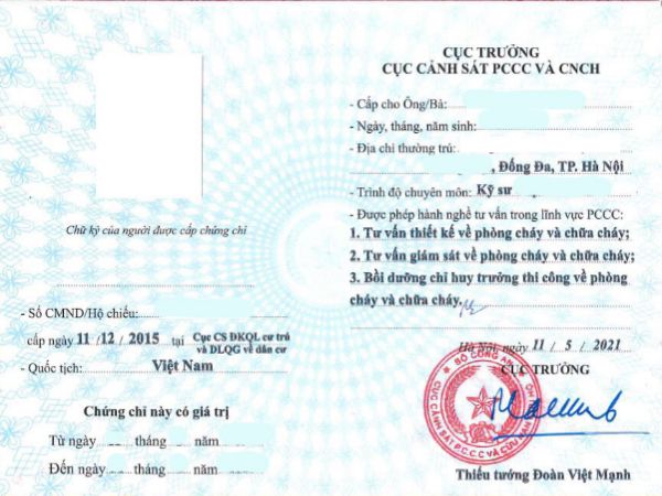 Bảng giá dịch vụ làm chứng chỉ Phòng Cháy CC giả tại Làm Bằng 247
