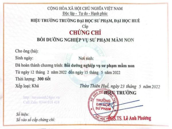 Bảng giá dịch vụ làm chứng chỉ sư phạm giả tại Làm Bằng 247