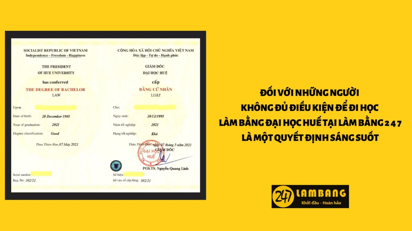 Làm Bằng Đại Học Huế Kèm Học Bạ Có Hồ Sơ Gốc Tại Trường