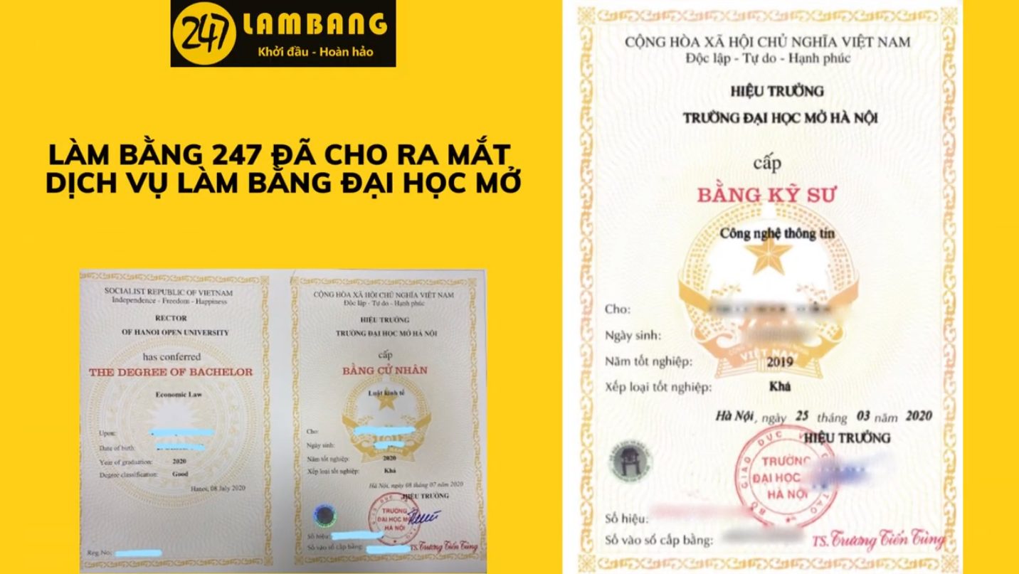 Làm Bằng Đại Học Mở Có Hồ Sơ Tại Trường Tại Làm Bằng 247
