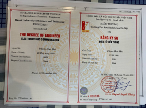 Mẫu bằng kỹ sư đại học Bách Khoa - Mặt trước