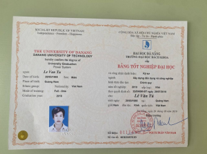 Mẫu bằng đại học Bách Khoa - Mặt trước